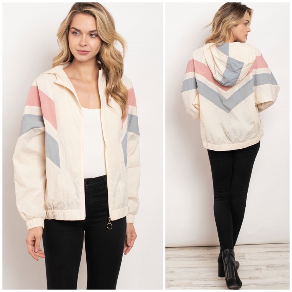 ❄️Ivory Color Block Hoodie Jacket - Picture 4 of 10